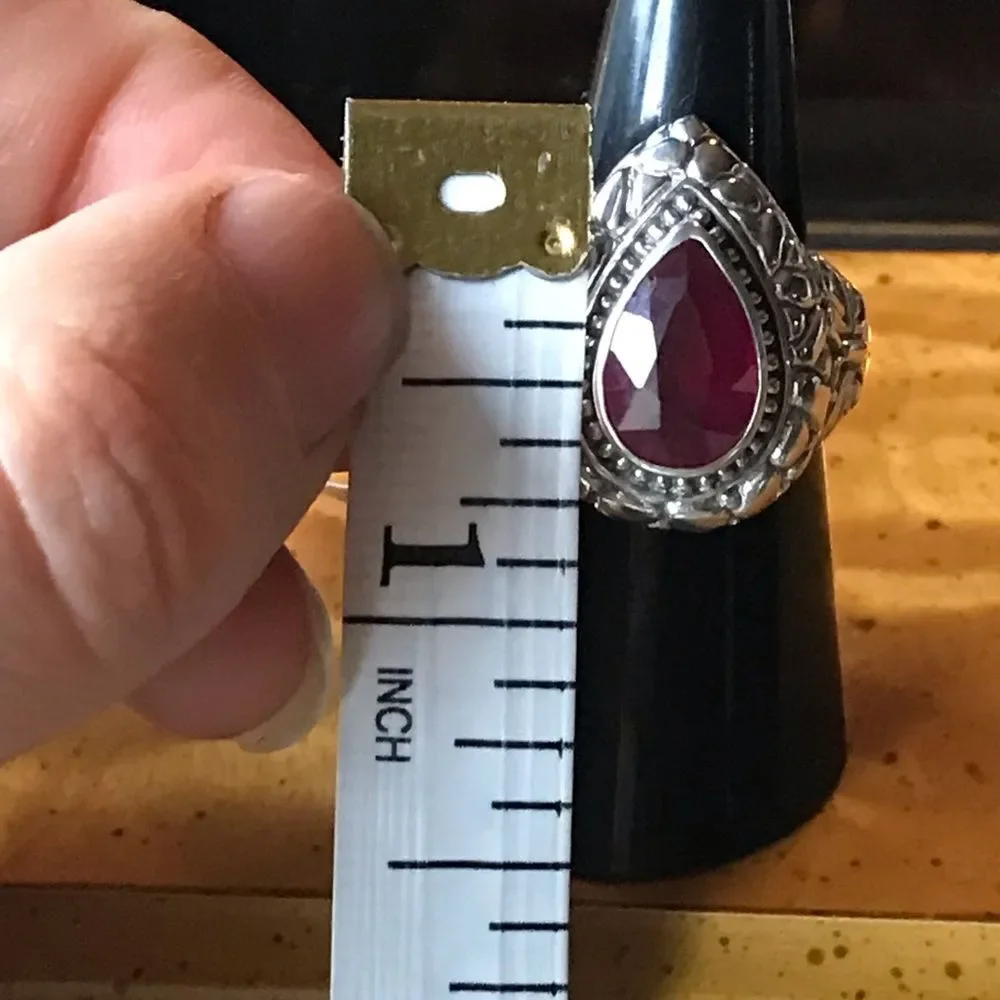 Natural Ruby Sterling Silver Ring Size 7